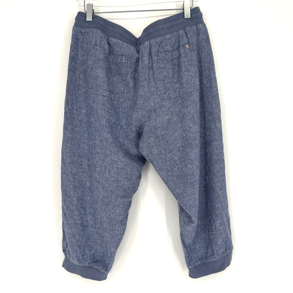 Guess Capri‎ Pants Womens M Y2K Blue Linen Blend 90s Chambray Hip Hop Urban - Picture 2 of 9